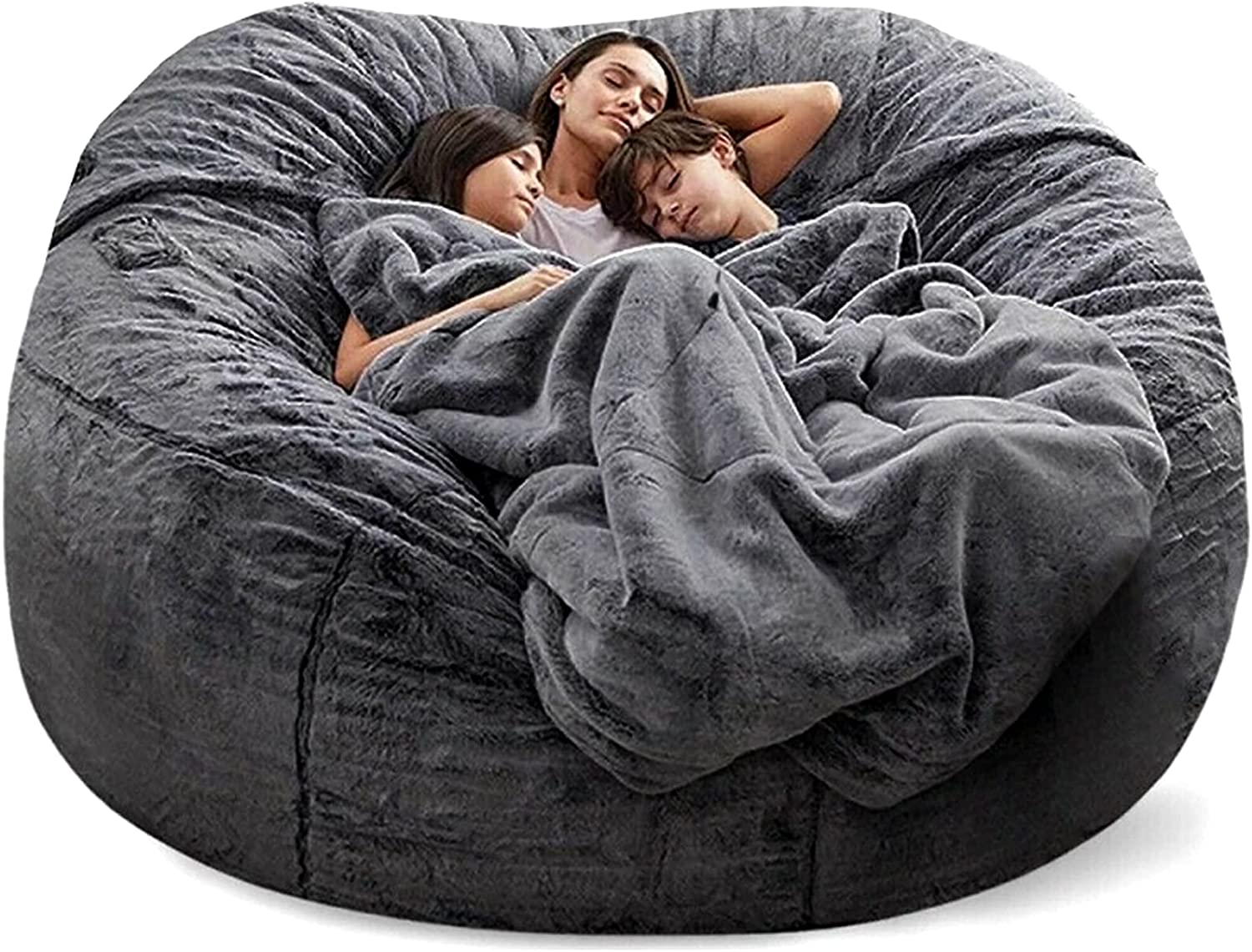 Enasui Bean Bag Chairs, 7ft Giant Bean Bag Chair for Adults, Big Bean Bag  Cover Comfy Large Bean Bag Bed (No Filler, Cover only) Fluffy Lazy Sofa